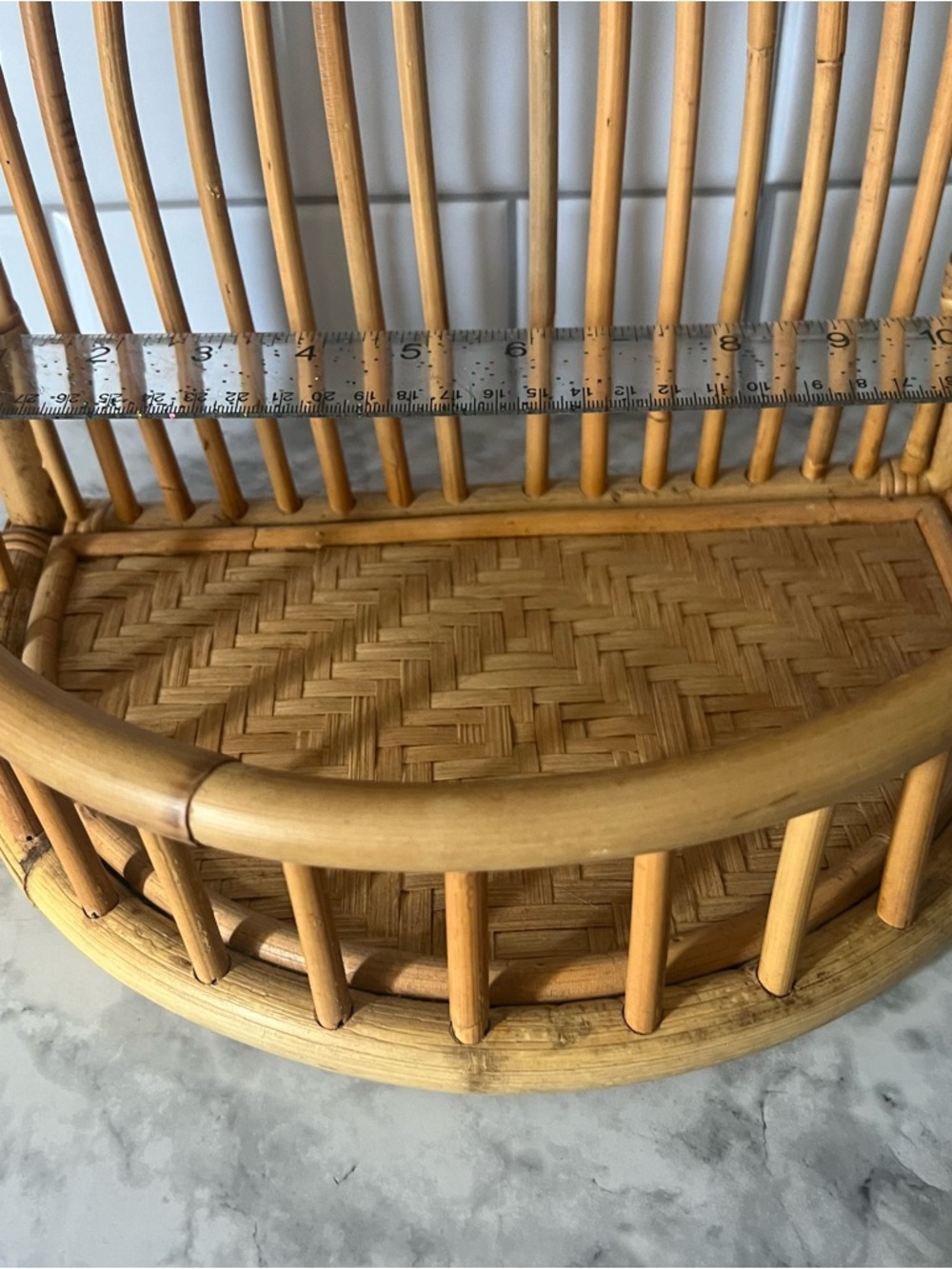 Vintage Rattan Rainbow Wall Basket | Boho Bamboo Arch Wall Pocket - Picture 7 of 7